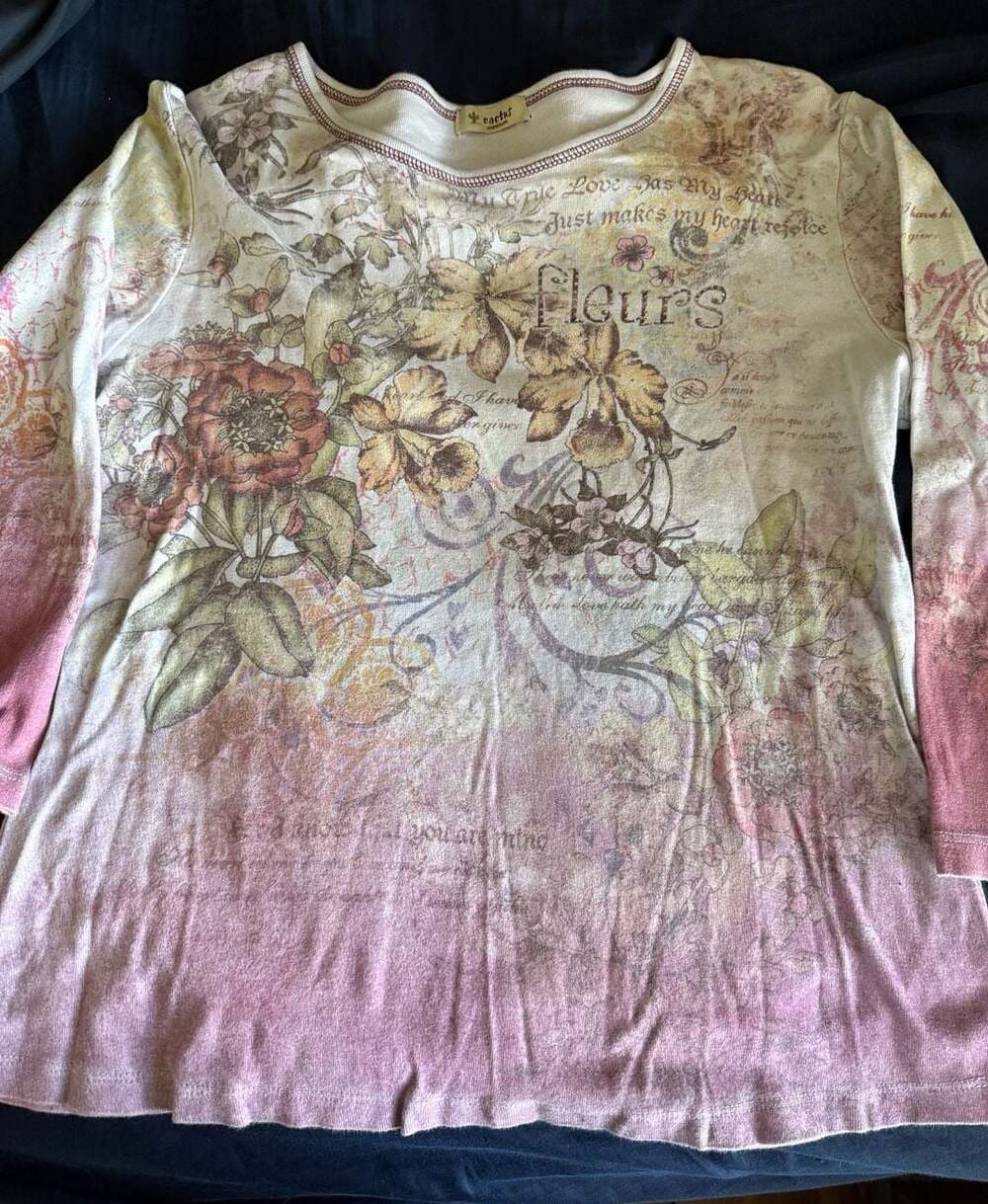 Cactus Vintage Y2K Fleurs Floral Print Long Sleeve Top Medium